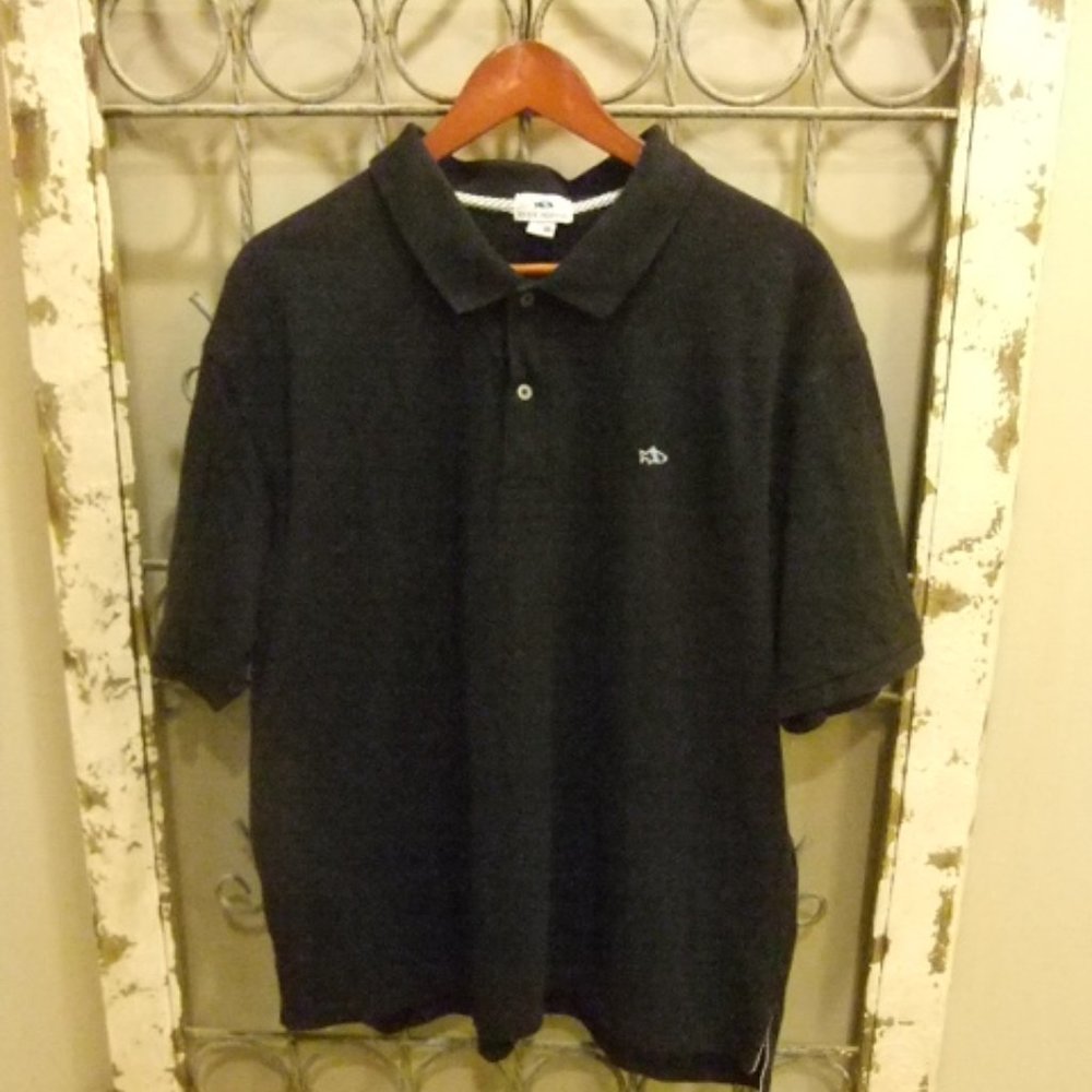 FISH HIPPIE MENS BLACK POLO SHIRT-LARGE